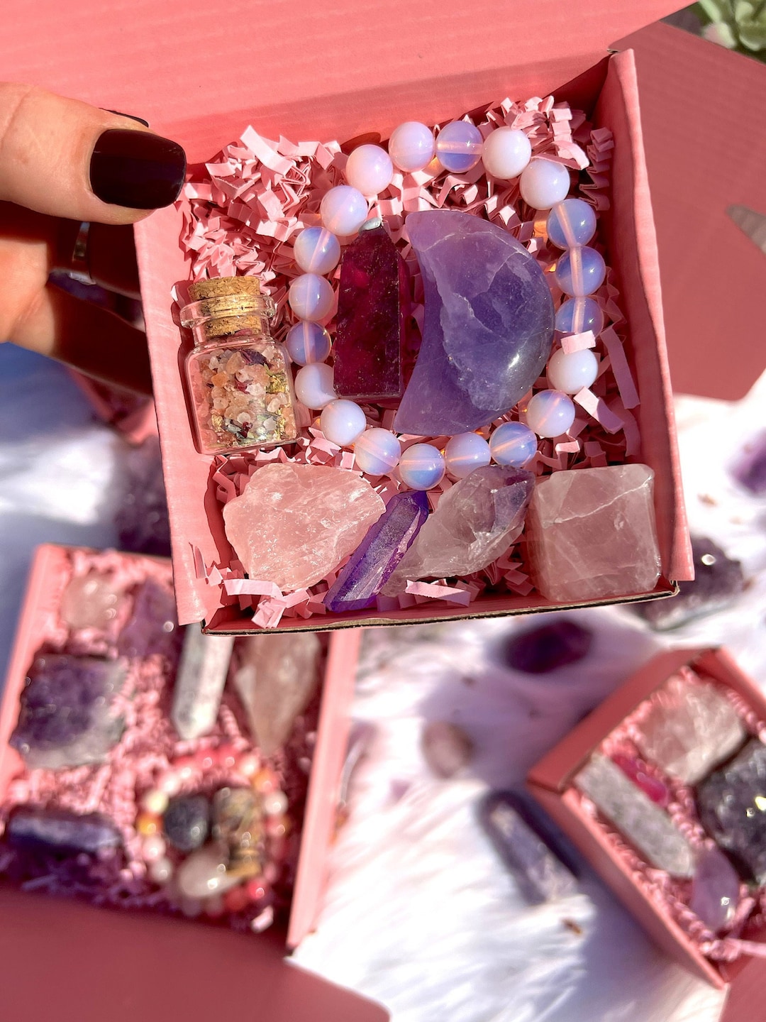 Mystery Pink & Purple Crystals Gift Box Pastel Crystal Gift Etsy