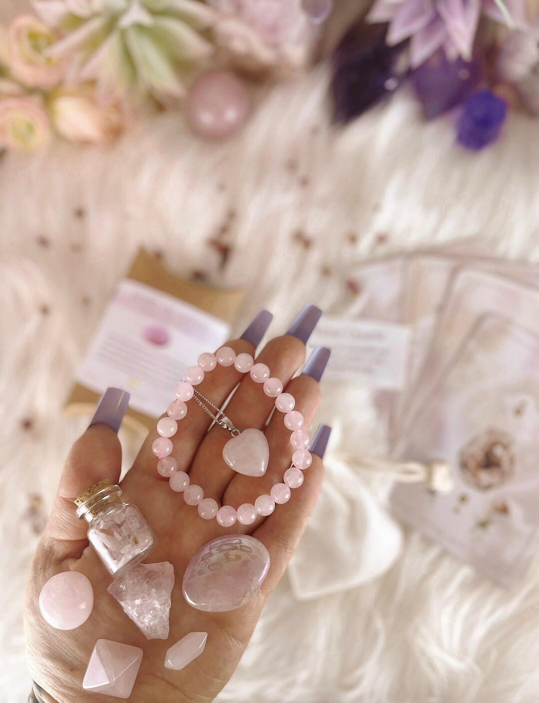 Rose Quartz Crystal Gift Set, Quartz Crystal Gift, Mystery Crystal Box