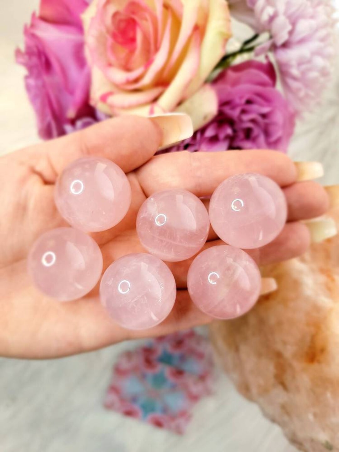 Rose Quartz Crystal Spheres Crystals for Love Mini Crystal Orb Pink