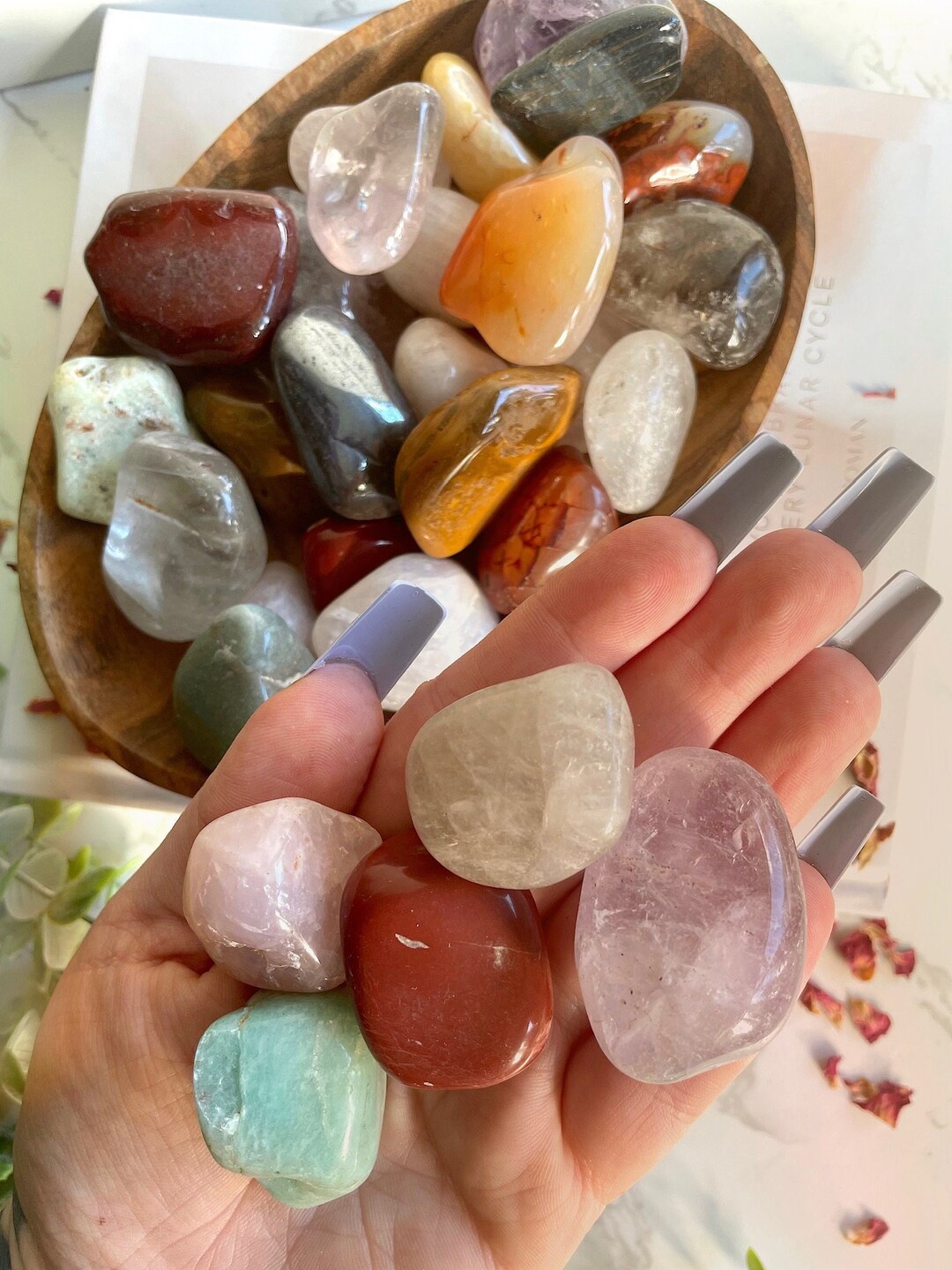 XL Mixed Tumbled Stones, Bulk Assorted Tumbled Stone Mix, Wholesale