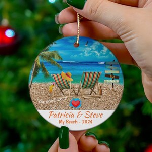 Beach CUSTOM Christmas Ornament, You Customize It, FREE SHIPPING, Good Beach Souvenir, Great Beach Memento, Nice Beach Gift Idea, Beach Deco