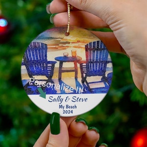 Beach CUSTOM Christmas Ornament, FREE SHIPPING, Custom Beach Gift Idea, Beach Christmas Ornament, Good Beach Memento, Nice Beach Keepsake