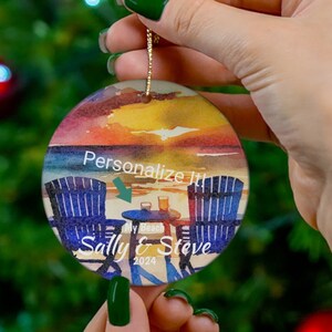 Beach CUSTOM Christmas Ornament, FREE SHIPPING, Custom Beach Gift Idea, Great Beach Christmas Ornament, Good Beach Memento, Beach Gift