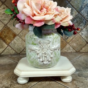 Riser, slightly distressed cream, Plaque Riser, Pedestal Stand, Farmhouse Décor, Country Décor, Home Décor