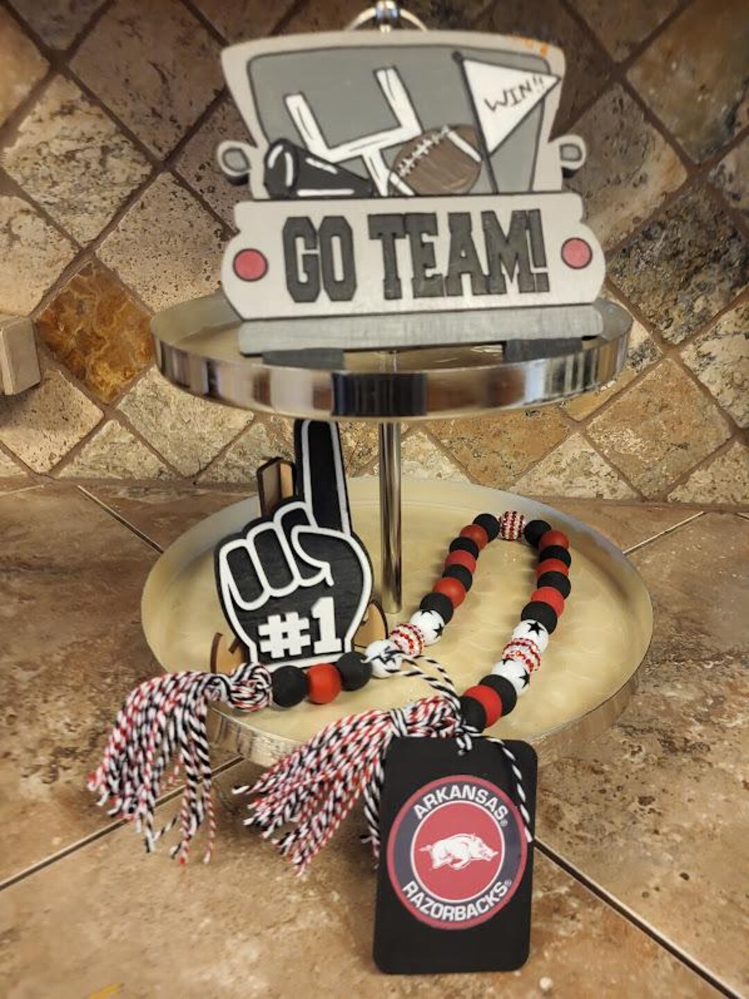 Arkansas Razorbacks Wooden Bead Garland, Tier Tray Decor - Etsy