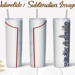 Cleveland Guardians, Water Slide, Template for Sublimation, 20 oz Skinny Tumbler Design