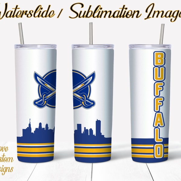 Buffalo Sabres *BUNDLE*, Water Slide, Template for Sublimation, 20 oz Skinny Tumbler Design