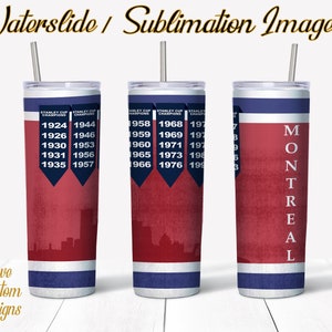 Montreal Canadiens, Water Slide, Template for Sublimation, 20 oz Skinny Tumbler Design