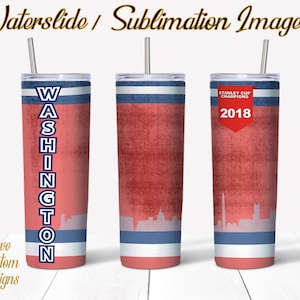 Washington Capitals, Water Slide, Template for Sublimation, 20 oz Skinny Tumbler Design