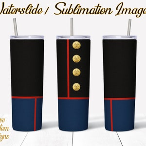 Marine Corp Uniform, Water Slide, Template for Sublimation, 20 oz Skinny Tumbler Design