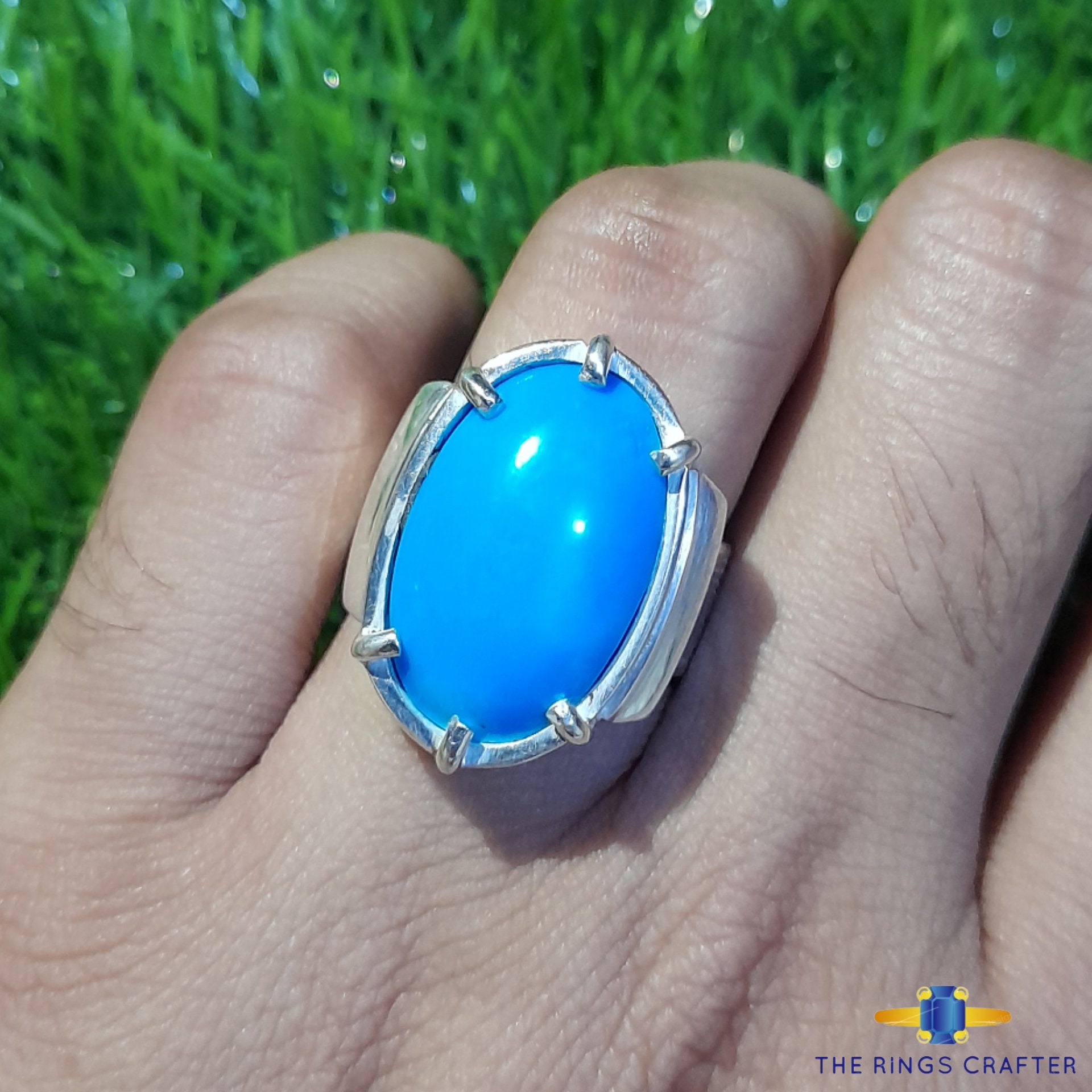 Natural Blue Nishapuri Feroza Stone Turquoise Gemstone Ring Real Feroza ...