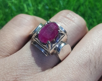 Natural Pink Ruby Ring Unheated Untreated Roby Gemstone Ring Mens Ruby Rubin Ring Yaqoot Ring for Anniversary Gift July Birthstone Ring