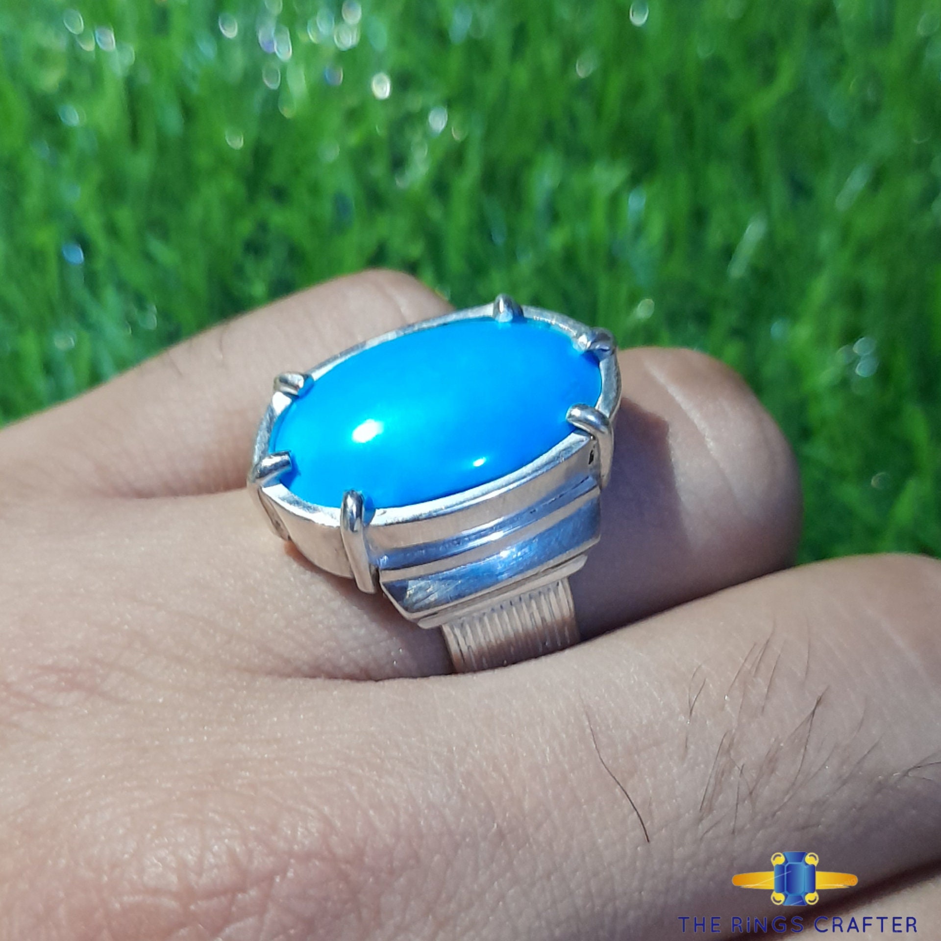 Natural Blue Nishapuri Feroza Stone Turquoise Gemstone Ring Real Feroza ...