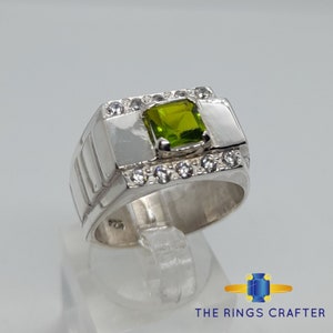 Natural Peridot Ring 925 Sterling Silver Ring August Birthstone Simple Peridot Minimalist Ring Green Peridot Quartz Handmade Ring For Gift