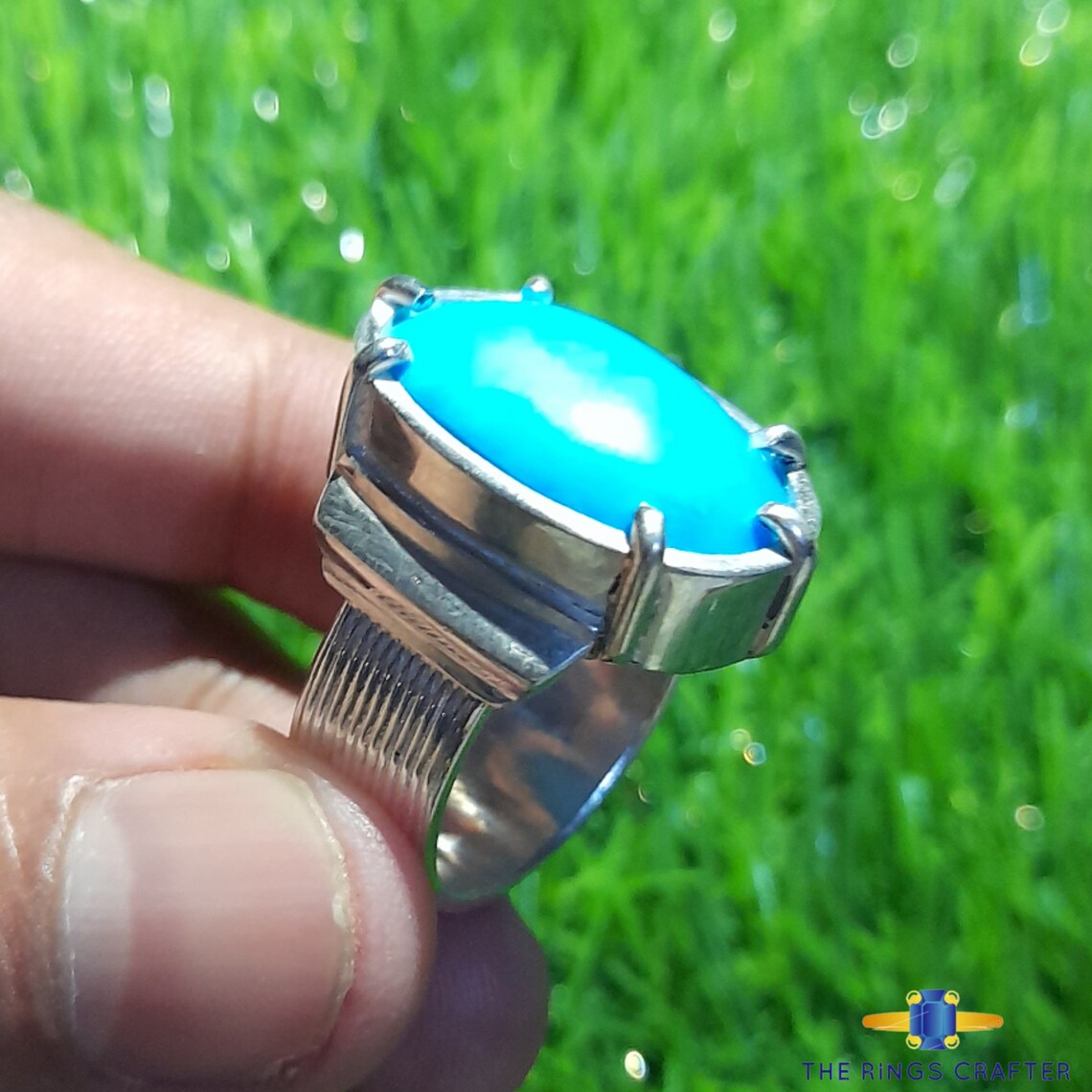 Natural Blue Nishapuri Feroza Stone Turquoise Gemstone Ring Real Feroza ...