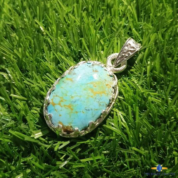 Natural Rare Nishapuri Feroza Handmade 925 Sterling Silver Pendant Antique  Nysaburi Feroza Turquoise Pendant Old Persian Turquoise Jewelry