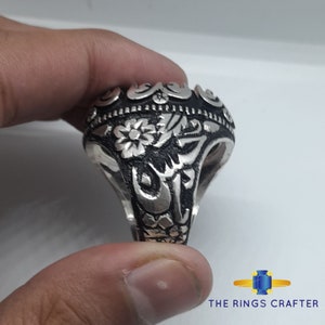 Natural Yemeni Agate Ring , Handcrafted  Ahl al-Bayt Names Ring , Ya Hassan Ya Hussain Names Crafted on Ring , Islamic Artisan Ring