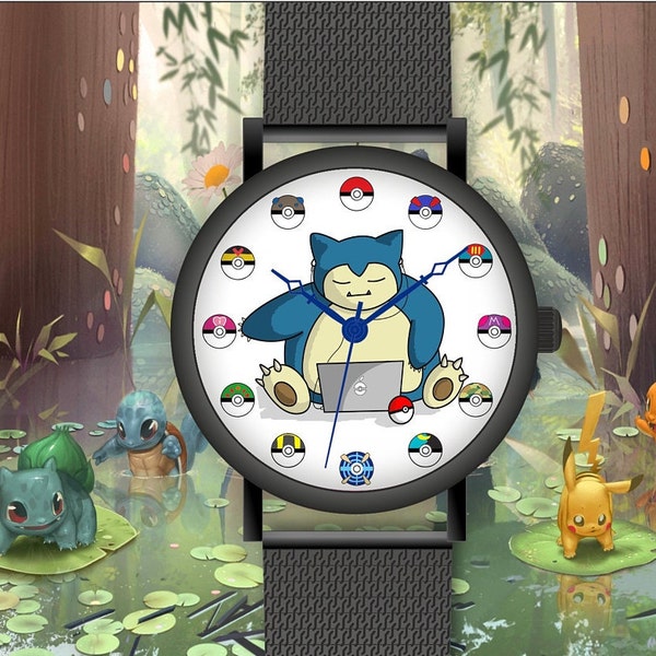 Arktos Pokemon - Relaxo wristwatch Ø40mm wristwatch made in Germany wristwatch men's watch mesh bracelet in black, metal case in black