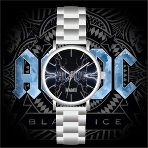 ACDC Thunder Uhr Ø40mm personalisiertes Geschenk Armbanduhr in Silber Unisexuhr Made in Germany Fanartikel mit transparenten Indices Bild 2