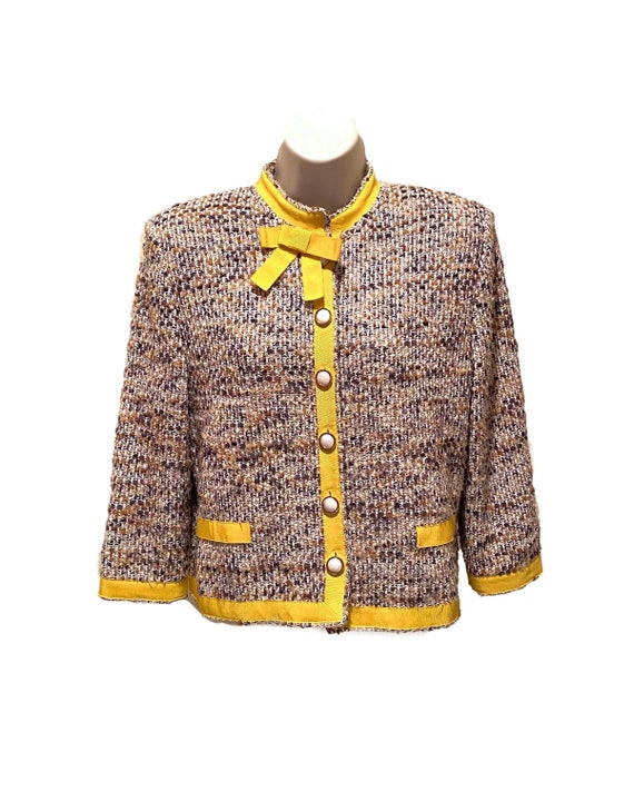 Gray Yellow Tweed Jacket Size 