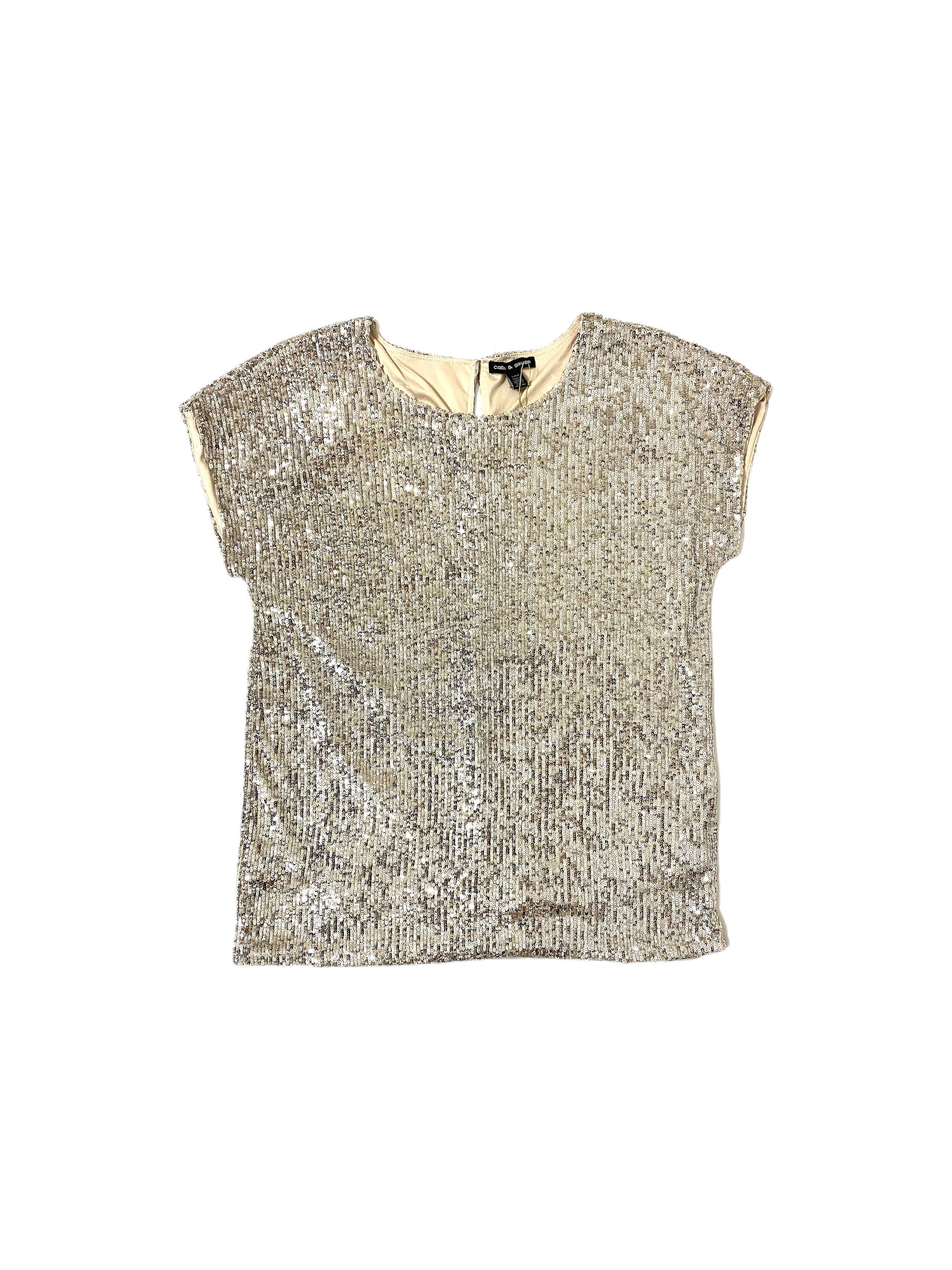 Cable u0026 Gauge Silver Sequin Top Size L Embellished Evening - Etsy
