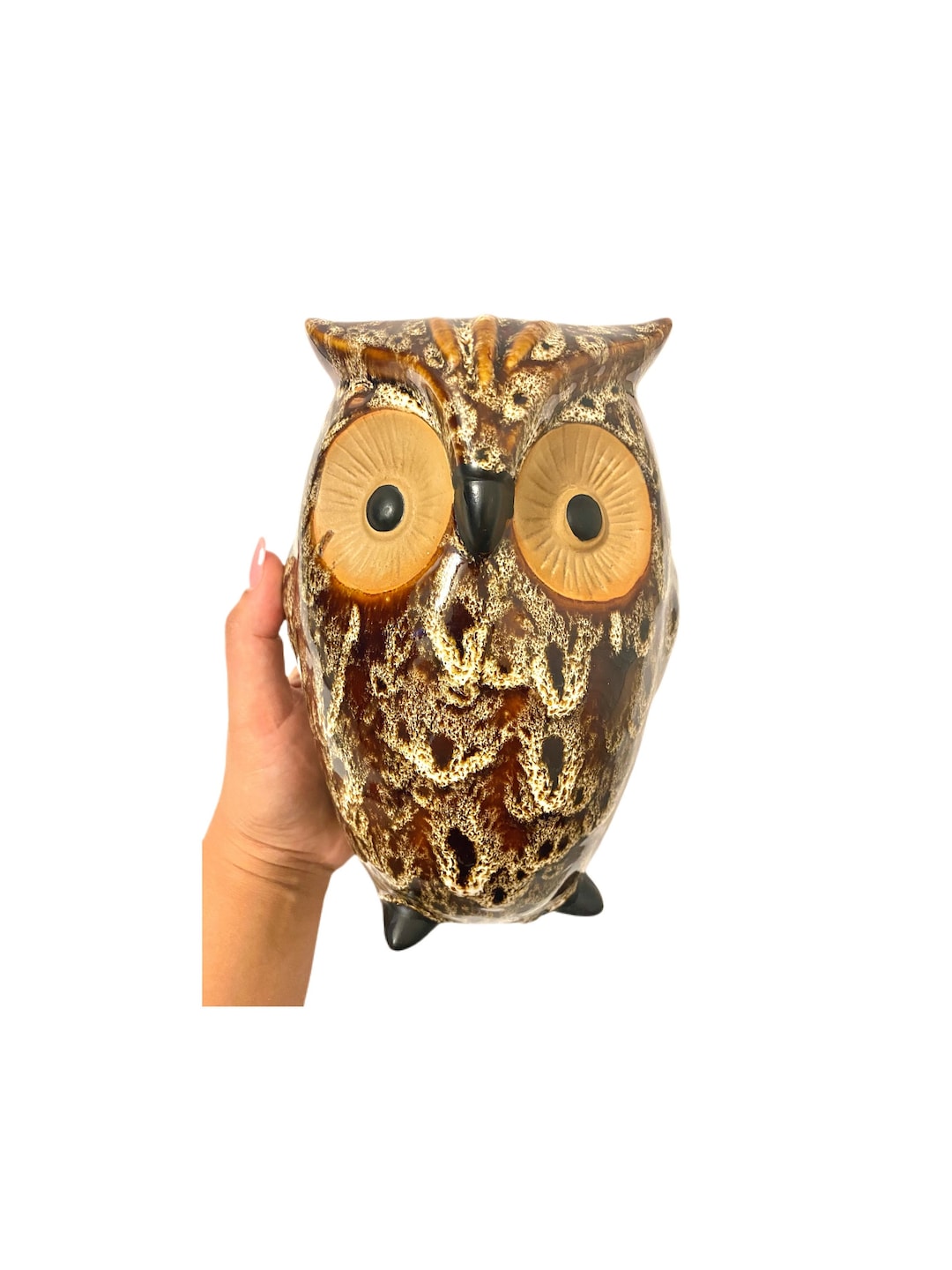 Brown Ceramic Owl Flower Vase Owl Utensil Vase Owl Statue Etsy