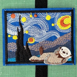 Sea Otter Patches or Bookmarks, Choice of, Van Gogh Starry Night, Beach, Ocean, Wave
