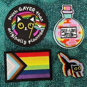 Pride Month Patches, Unicorn, Caticorn, Pegasus, Rainbow, Flag