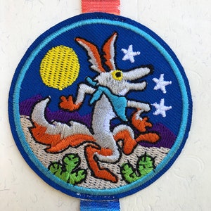 Dancing Coyote Clothing Patch or Bookmark, Southwest Souvenir, Colorful Gift for Coyote Lover