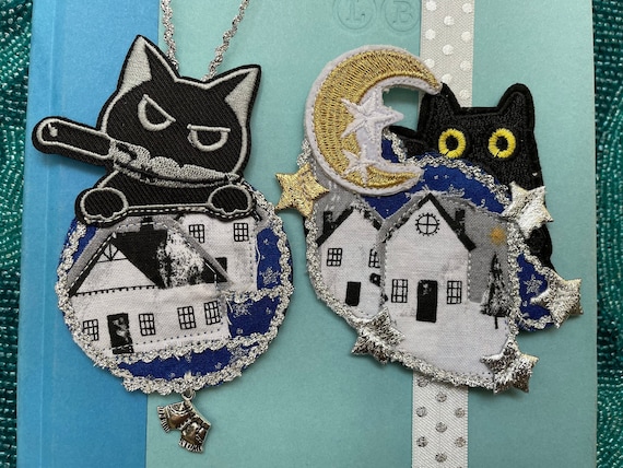 Icelandic Yule Cat Ornament or Bookmark, Iceland, Jolakotturinn, Christmas Folklore, Folk Legend, Handmade Black Cat Gift, Gothmas, Creepmas