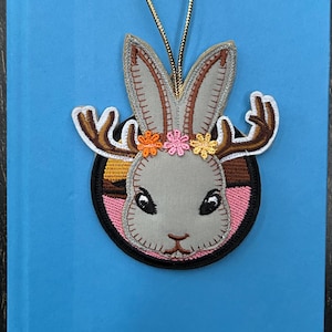 Jackalope Ornament, Bookmark or Patch, Wolpertinger, Cryptozoology, Cryptid, Mythical, Jackalope Gift, Cryptid Art, Jackalope Art, Rabbit