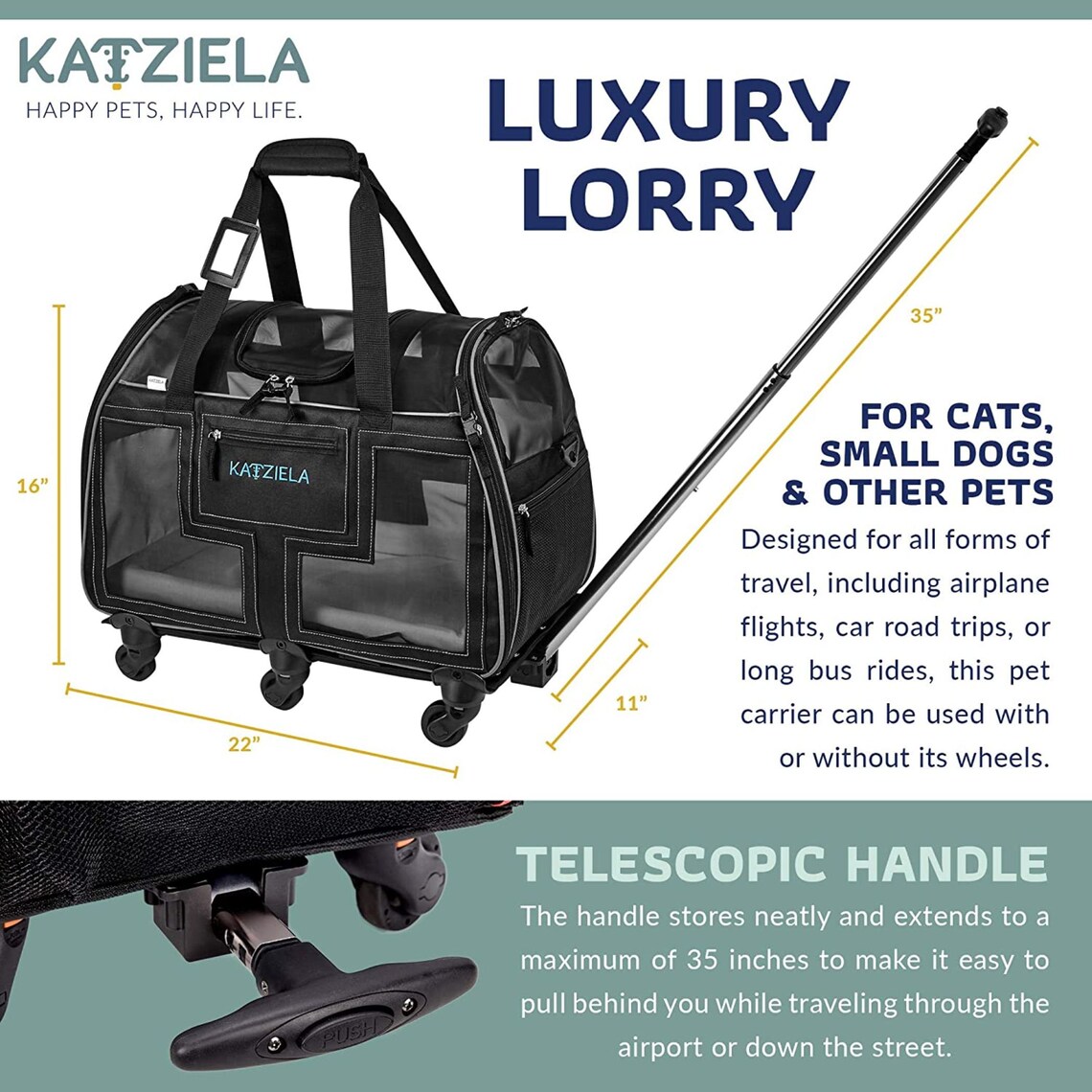 Airline Approved Pet Carrier Rolling Portable Travel Carry Etsy