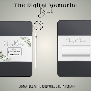 Personalised Digital Book of Condolence, Digital Remembrance Book, Personalised Memorial Funeral Guest Book