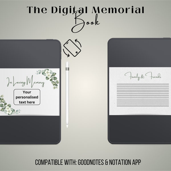 Personalised Digital Book of Condolence, Digital Remembrance Book, Personalised Memorial Funeral Guest Book