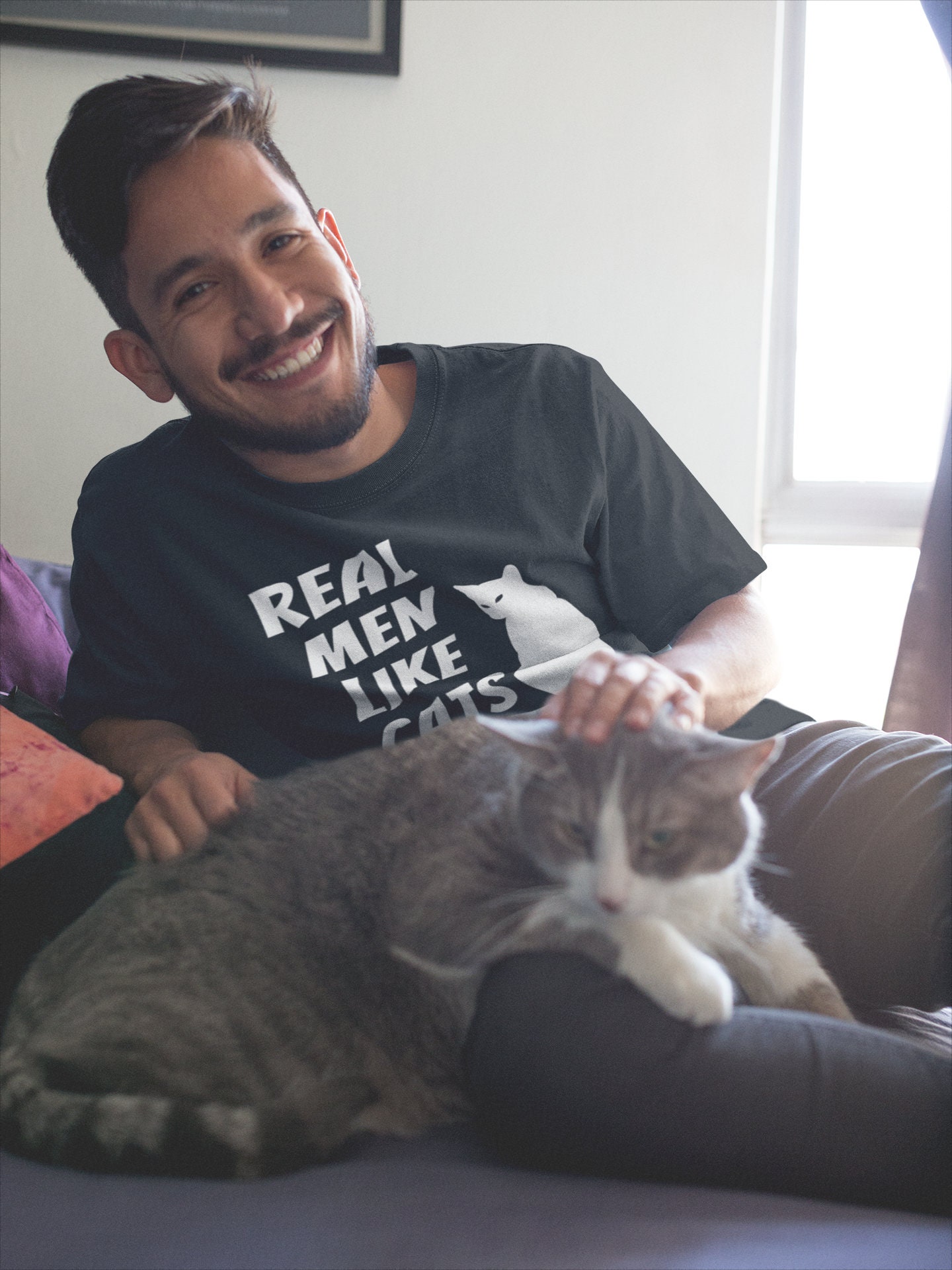 Real men like cats shirt cat men gift for cat lovers cat Etsy