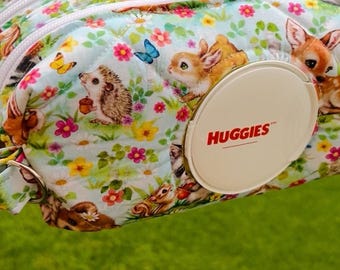 Quiltad handgjord påse för blöjtorkar | Hjort, Kanin | Förvaring för barnvagnsväska | Påse med dubbel dragkedja | Babyshower-present | ta med dig
