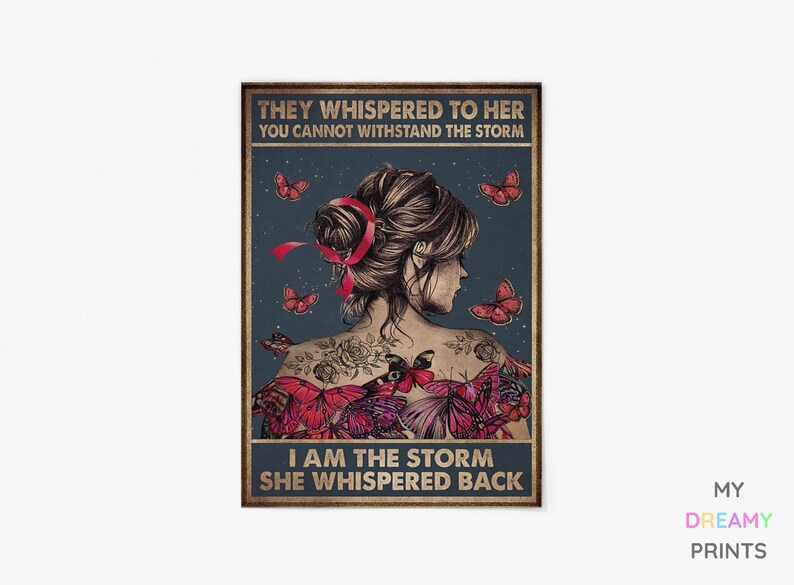 Women Empowerment Framed Gift | Funny Bathroom Print | Bathroom Wall Art | I am the storm quote  | Vintage print | Bathroom Prints | for Her 