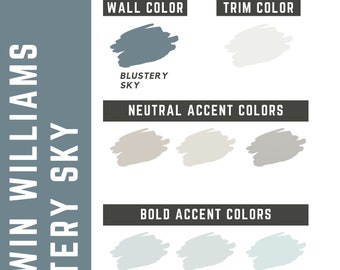 Blustery Sky Sherwin Williams whole home color palette - interior paint palette
