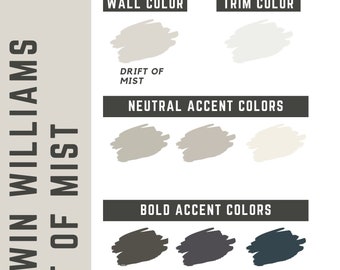 Drift of Mist Sherwin Williams - Palette de couleurs pour toute la maison - Palette de peinture d'intérieur