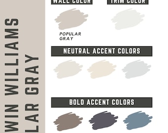 Popular Gray Sherwin Williams whole home color palette - interior paint palette