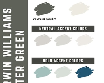 Pewter Green Sherwin Williams whole home color palette - interior paint palette