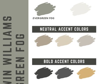 Evergreen Fog Sherwin Williams whole home color palette - interior paint palette