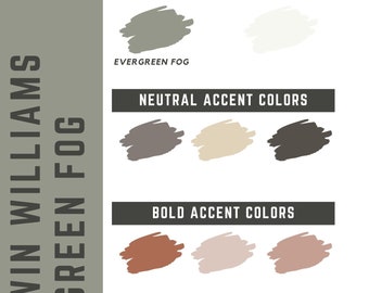 Evergreen Fog Sherwin Williams whole home color palette - interior paint palette