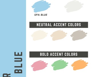 Behr Spa Blue whole home color palette - interior paint palette