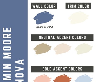 Blue Nova Benjamin Moore whole home color palette - interior paint palette