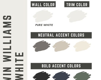 Pure White Sherwin Williams whole home color palette - interior paint palette