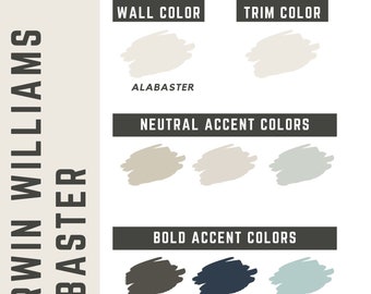 Alabaster Sherwin Williams whole home color palette - interior paint palette