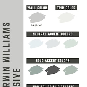 Passive Sherwin Williams whole home color palette - interior paint palette
