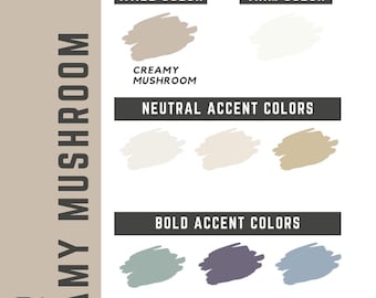 Behr Creamy Mushroom whole home color palette - interior paint palette