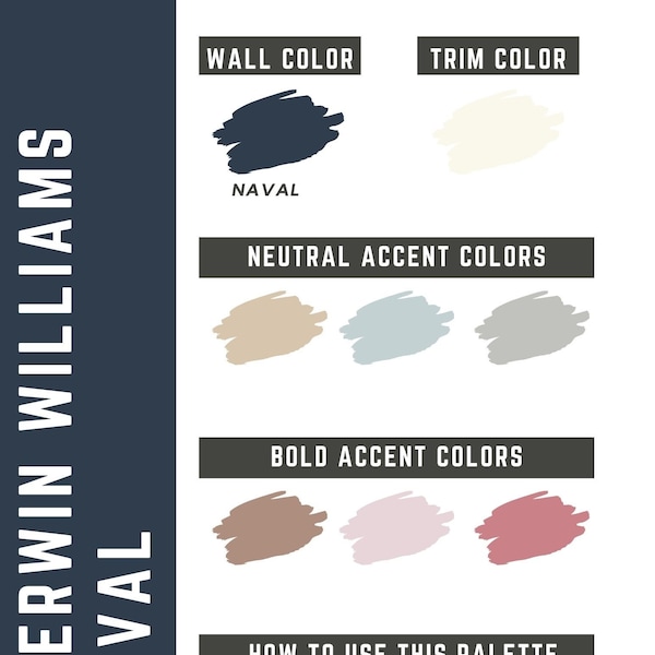 Paleta de colores navales Sherwin Williams para toda la casa: paleta de pintura para interiores